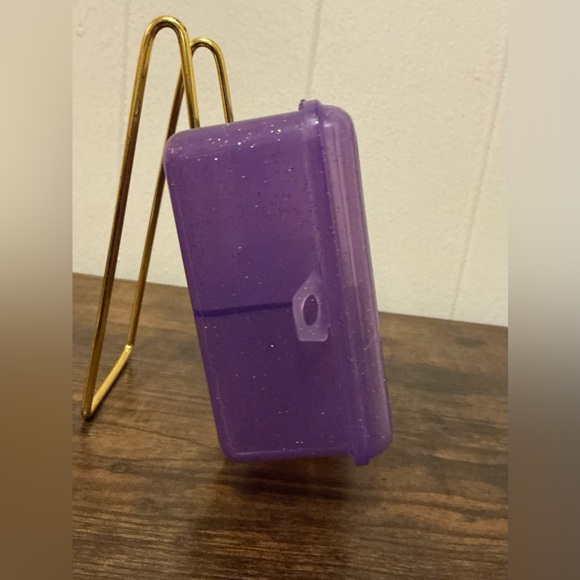 A Very Beautiful Vintage Rare Sanrio 1993 Hearts Purple Sparkle Pencil Box - Picture 2 of 4